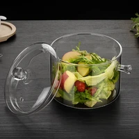 heat resistant noodle bowl glass pot stewing borosilicate dual handle salad bowl household tableware with glass cover