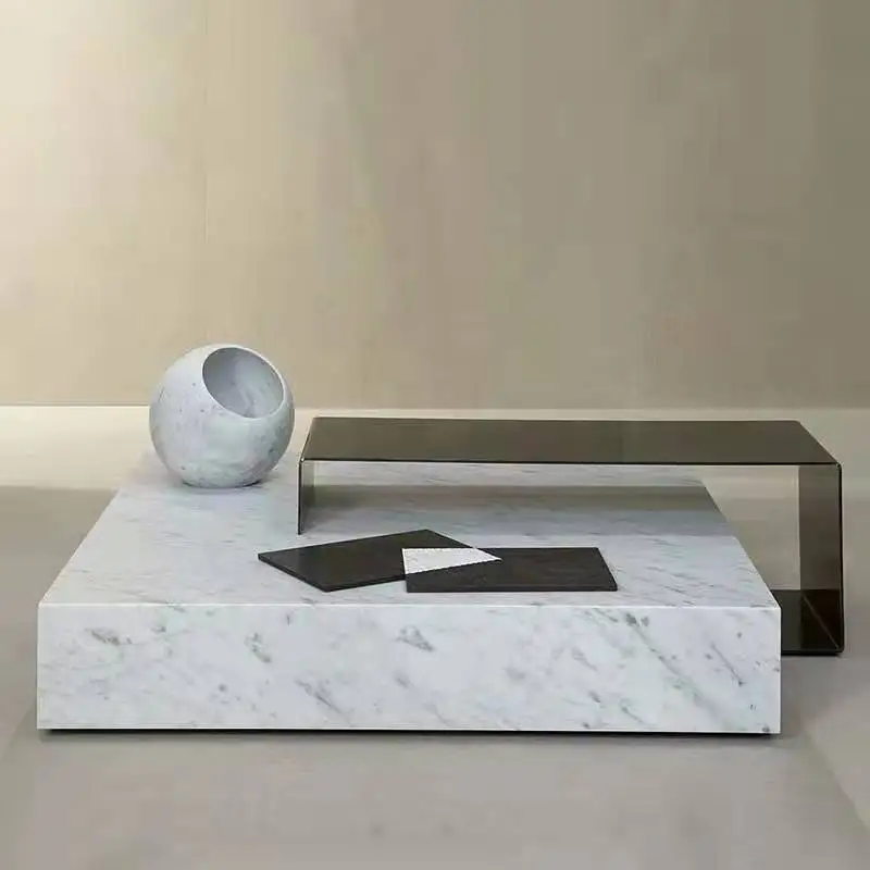 

Manbas Marble Table Basse with Stainless Steel Nordic Rectangle/Oval Coffee Tables Designer Coffee Table Table Basse De Salon