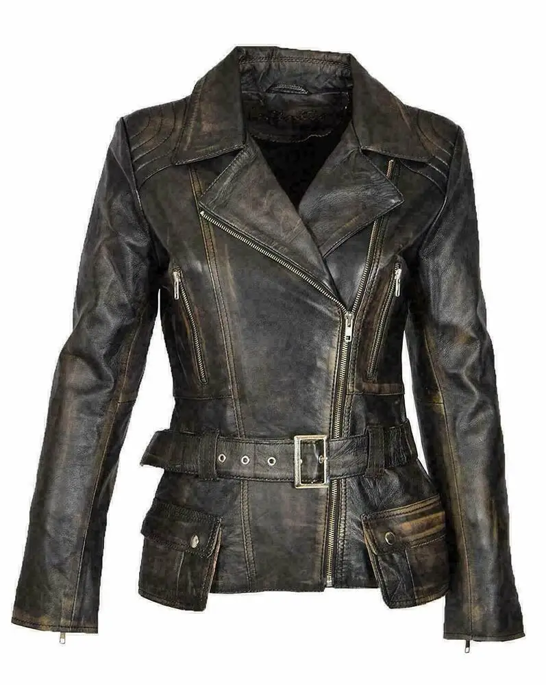 Jacket Women's Genuine Lambskin Soft Leather Motorcycle Slim Fit Driver Retro European and American Fashion Trend