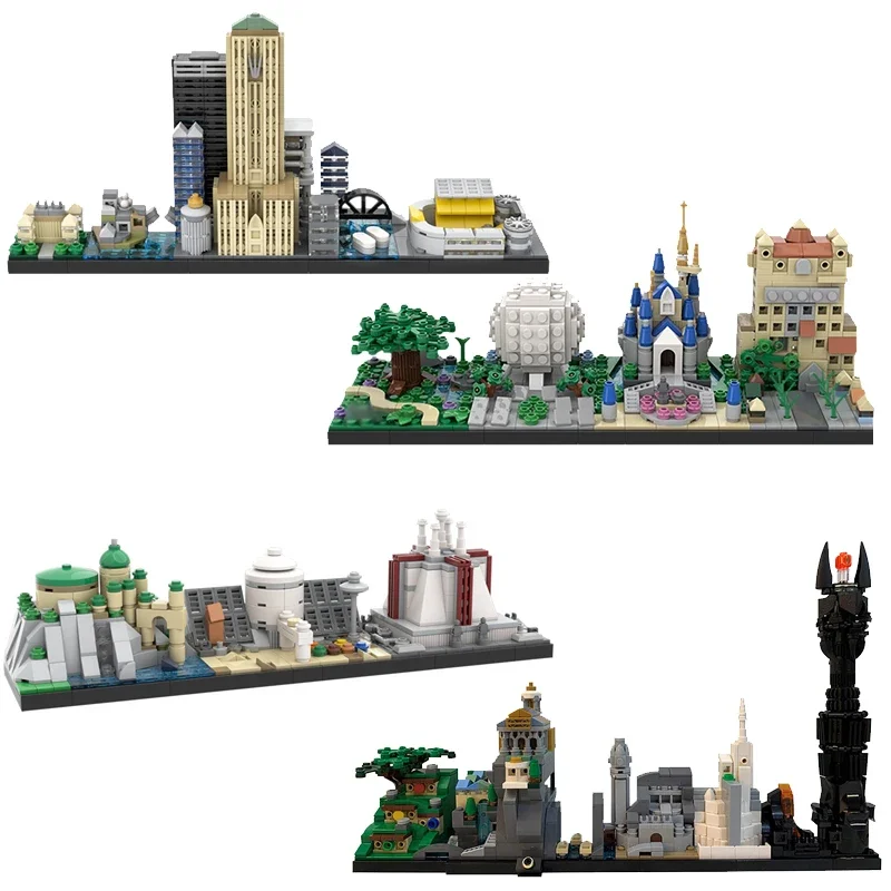 

MOC Famous Movies Skyline Architecture Building Block Kit Back Future Time Travel Magic House Brick Model DIY Toy Adult Kid Gift