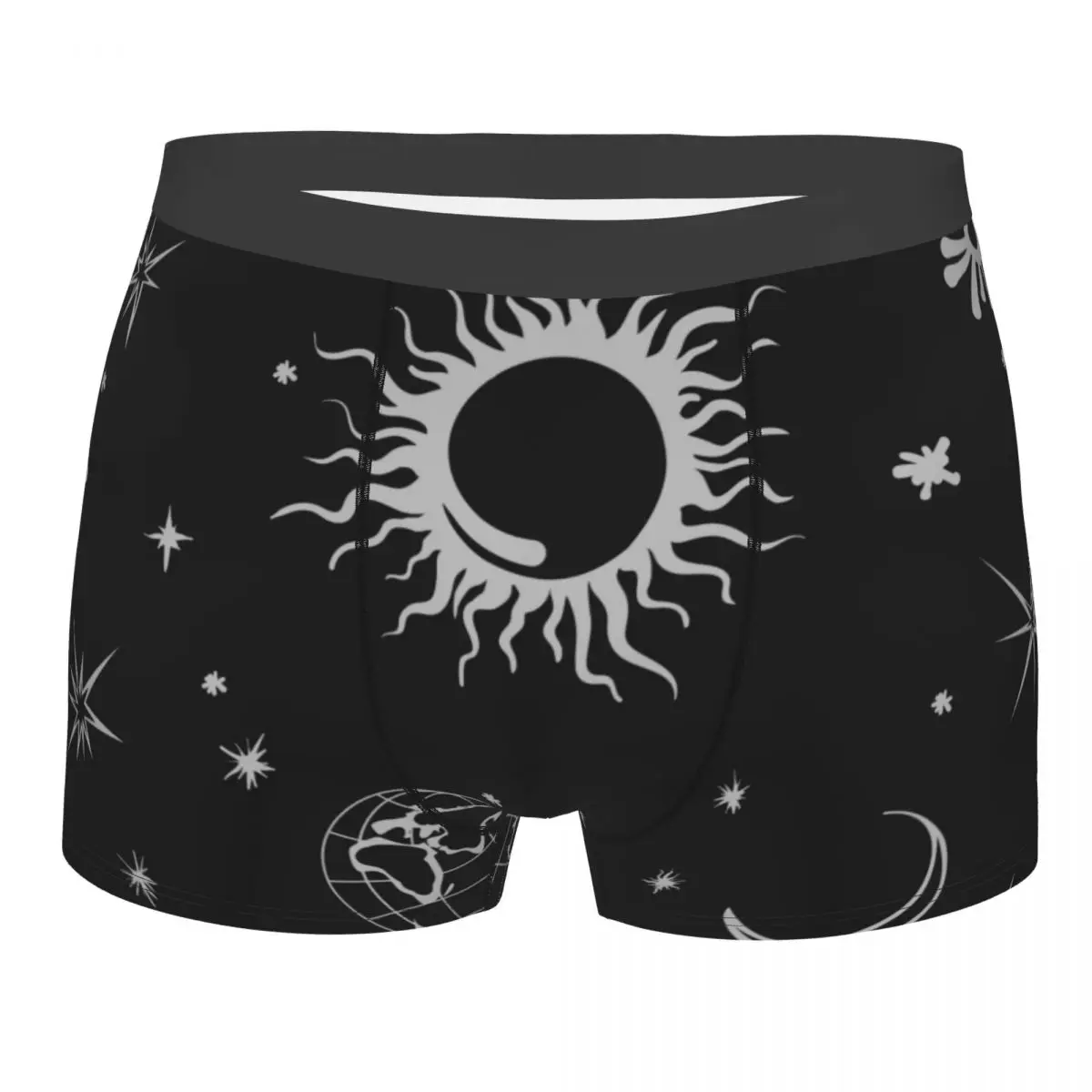 

Mens Boxer Sexy Underwear Soft Long boxershorts Space Sun Moon Earth Stars Underpants Male Panties
