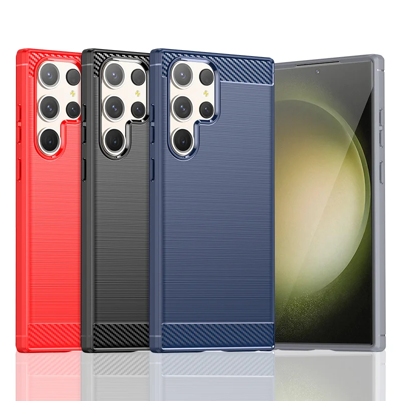 For Samsung Galaxy S23 Ulrta Case For Samsung S23 Ulrta Cover Funda Soft Silicone Carbon Fiber Bumper Samsung Galaxy S23 Ulrta