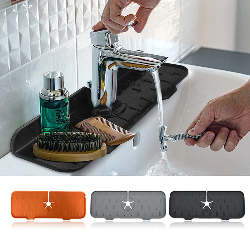 

Silicone Faucet Mat Sink Accessories Kitchen Faucet Storage Mat Sink Splash Guard Pad Holder for Bathroom Kitchen Organizer