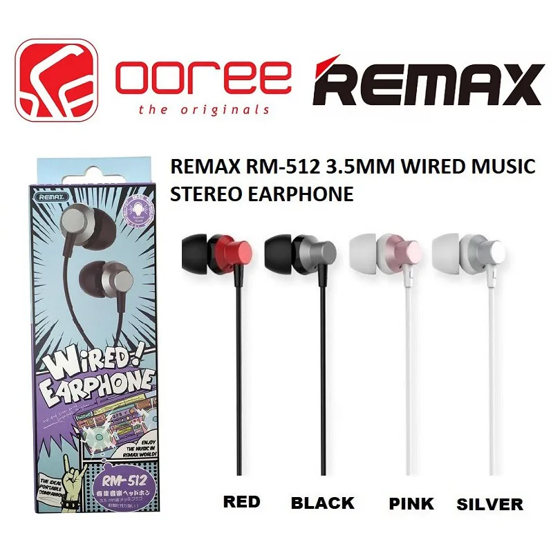 

REMAX RM-512 3.5MM WIRED MUSIC STEREO EARPHONE HEAVY BASS IN EAR HEADSET W MIC