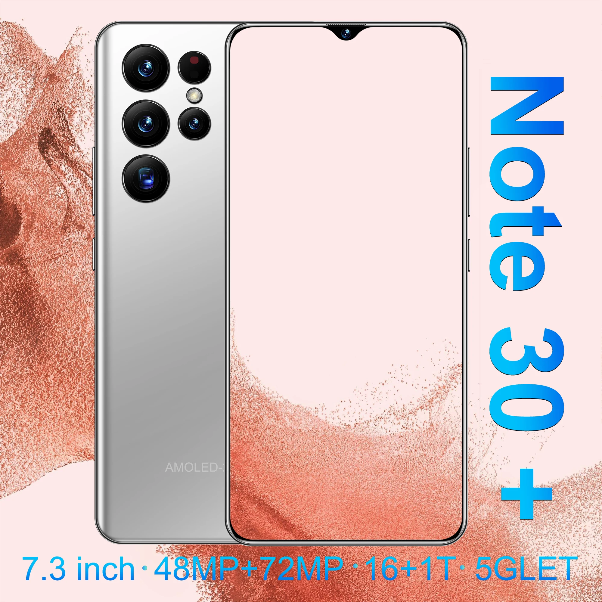 

Original Smartphone Note 30+ 7.3 Inch 6800mAh Celular 16GB +1TGB 48+72MP Android 12 Unlock Global 5G Cellphone Qualcomm 888+