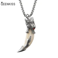 qeenkiss nc830 2021 fine jewelry wholesale fashion woman man birthday wedding gift wolf tooth pendant titanium steel necklace