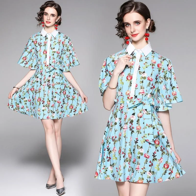 

Женское однобортное платье в горошек, красно-белое Повседневное платье составного кроя с бандажной юбкой, лето 2019