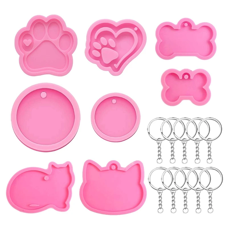 

Hanging Sign Resin Mold Love Bear for Palm Bone Round for CAT Keychain Silicone