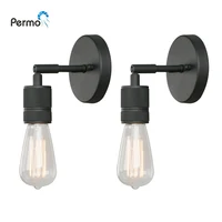 Permo Industrial Wall Light 2 Pack Matte Black Wall Sconces for Bedroom Hallway BRoomathroom Living