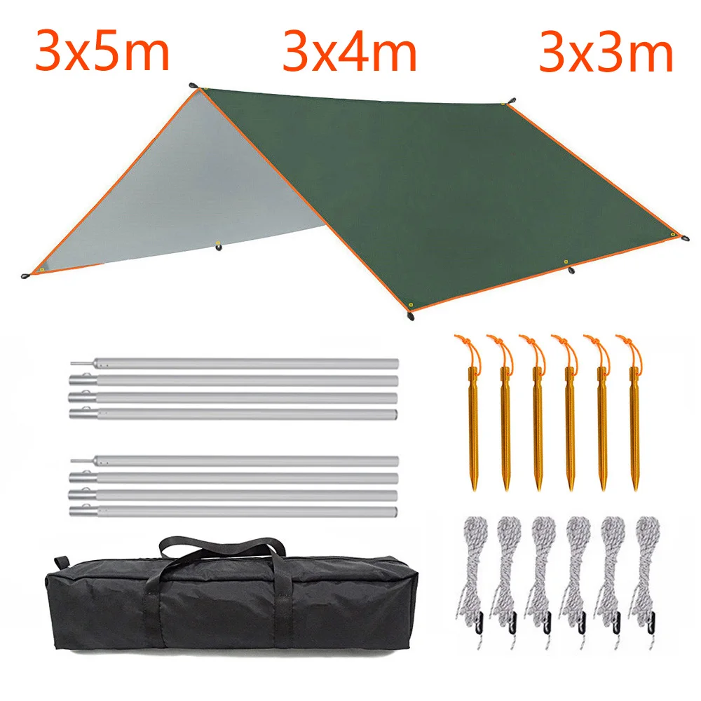 3x5m 3x4m Awning Waterproof Tarp Tent Outdoor Sun Shelter Camping Tourist Tarp Canopy Sunshade Sun Shade Beach Garden