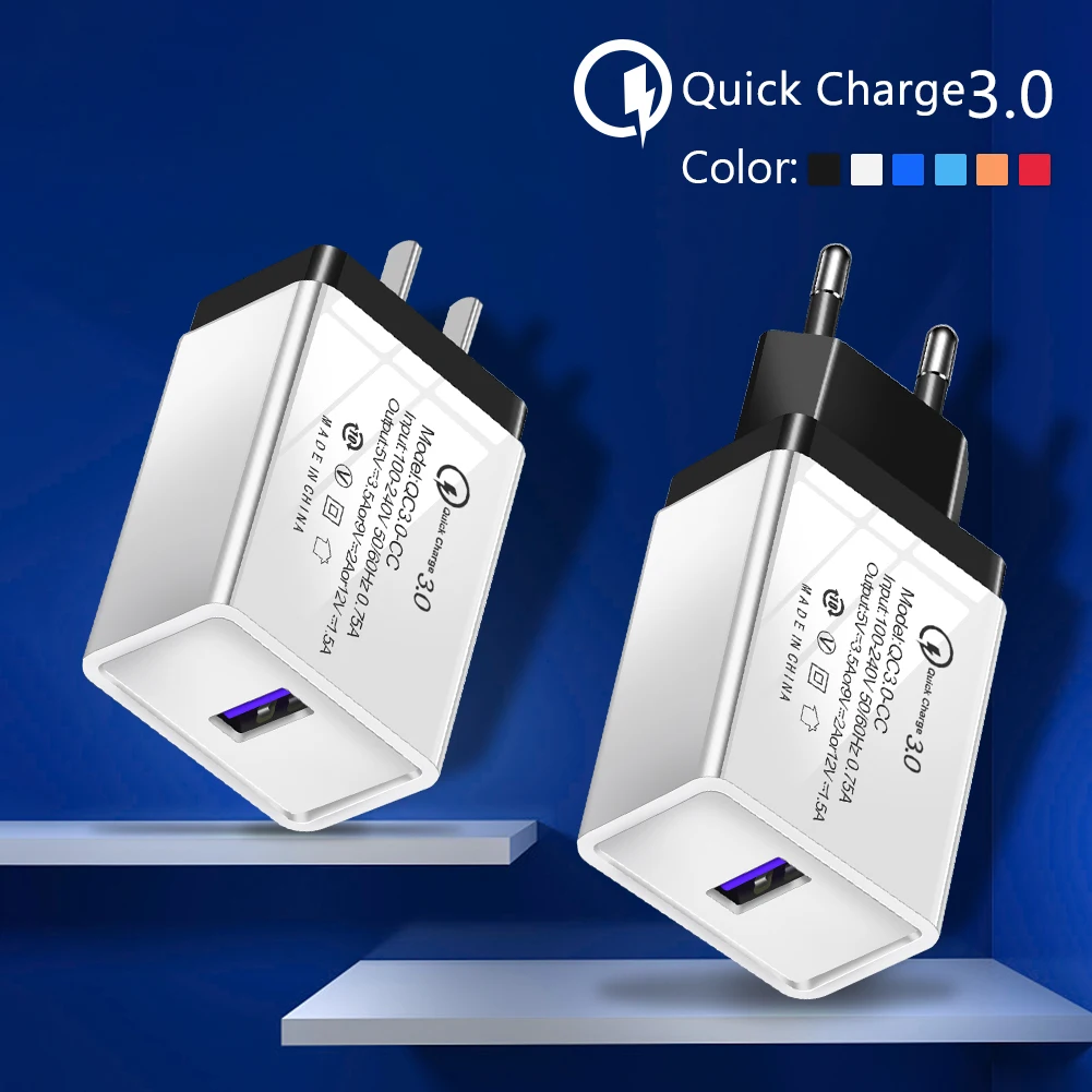 

QC 3.0 Quick Charging USB Wall Charger Power Adapter EU/US plug For iPad iPhone Samsung S9 S10 Xiaomi Huawei Universal Chargers