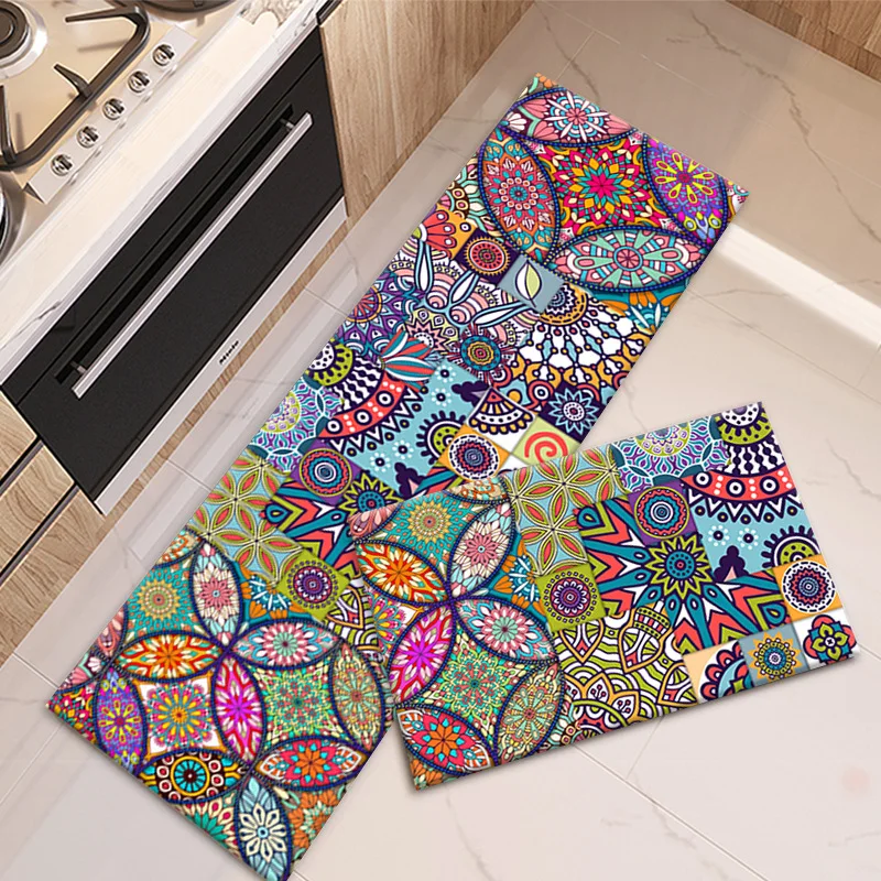 

Fashionable Vintage Nordic Style Kitchen Floor Mat Household Carpet Long Strip Door Mat Modern Home Decor Soft Hallway Rugs