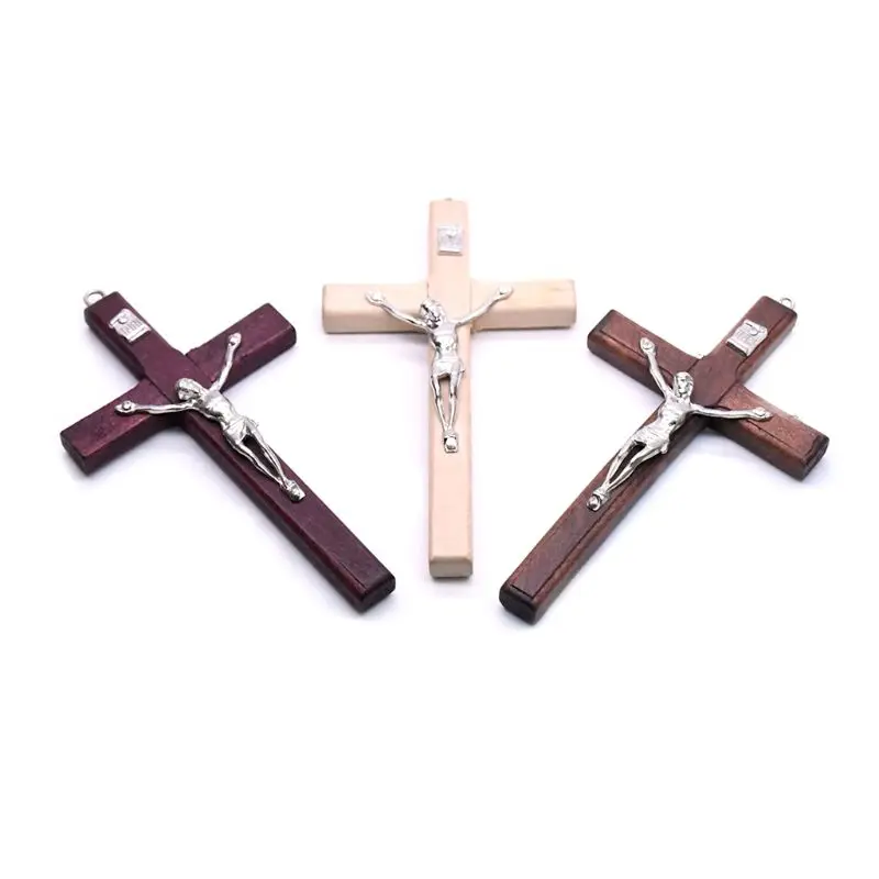 

5pcs Wooden Christ Jesus for Cross Suffering Statue Religious Prayer Crucifix Hanging Pendant Hand Holding