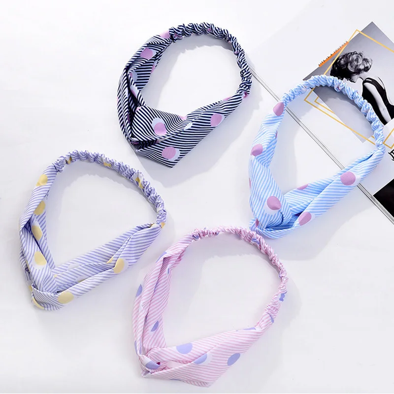 

Soft Elastic Hair Band Striped Plaid Headwrap Cross Hairbands Turban Bandanas Summer Style Headbands Bohemian Hair Accessories