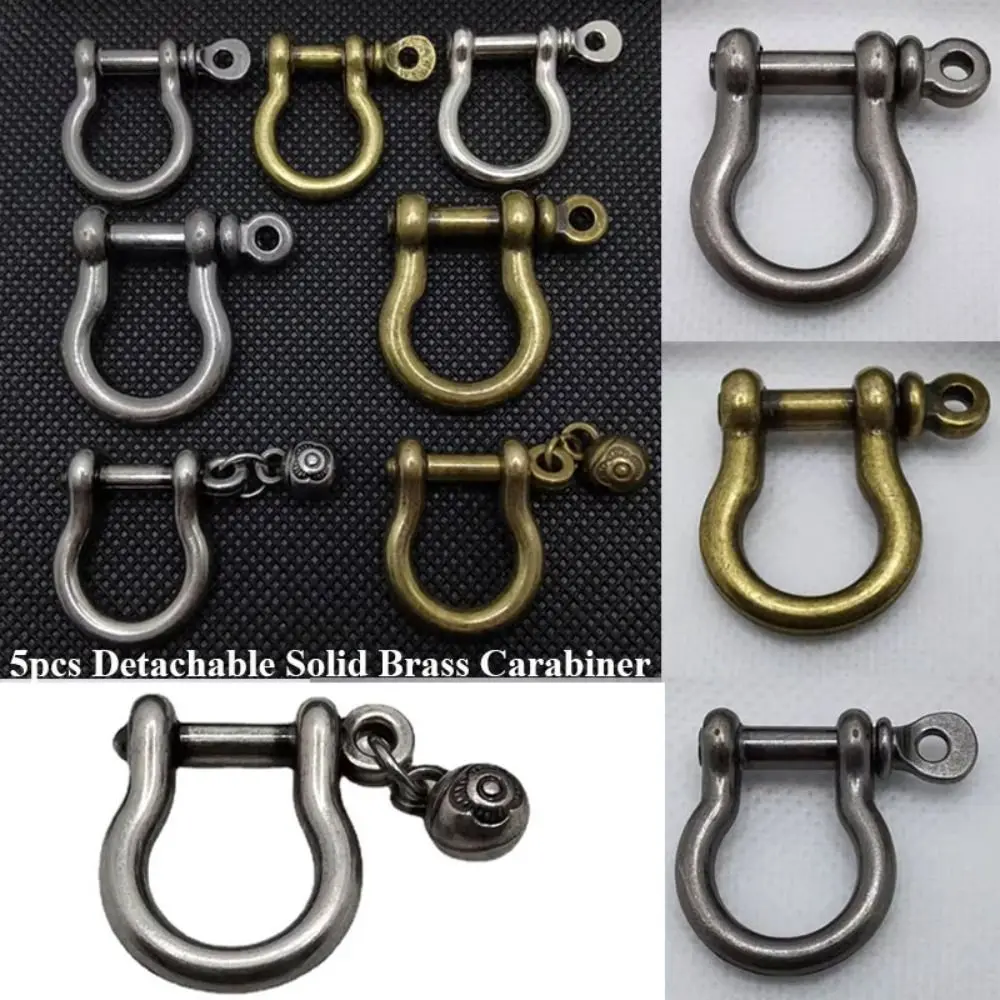 

5pcs 10mm/8.5mm/9.8mm Carabiner Pure Copper Solid Brass Keychain Hook Removable Shackle Fob Key Ring Luggage DIY Accessories