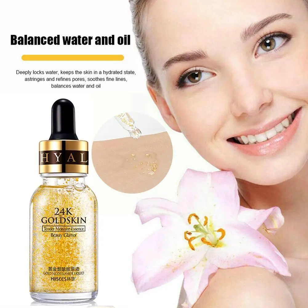 

30ml 24K Gold Hyaluronic Acid Moisturizing Face Serum Skincare Skin Makeup Pore Repair Shrink Cosmetics Oil Control Essence M2Y0