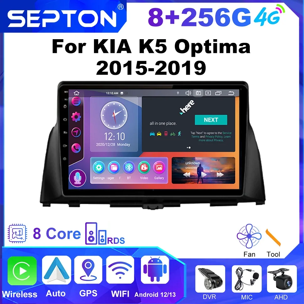 Автомобильный радиоприемник SEPTON Android для KIA K5 Optima 2015-2019 Мультимедиа Navi GPS Carplay 8Core 4G