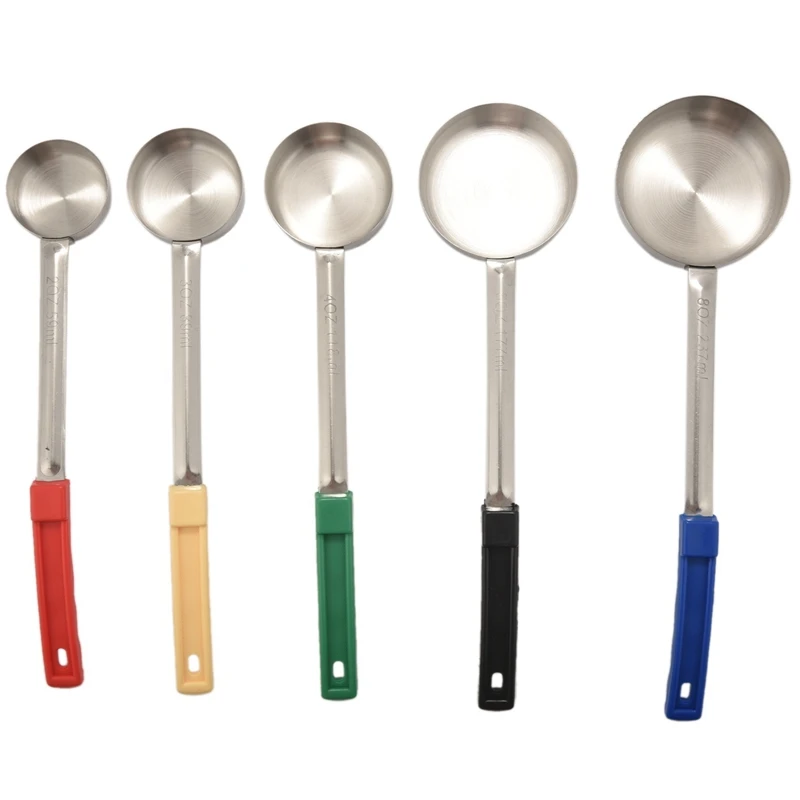 

Pizza Spread Sauce Ladle Spoon with Long Rubber Handle Anti-Hot Pizza Spread Ladle Measuring Soup Spoon Cooking Tools