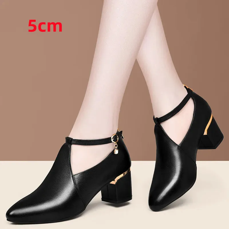 

Female Fashion Elegant Beautiful Brand Black Pu Leather Buckle Strap Square Heel Shoes for Autumn Winter Boot Femmes Bottes B726