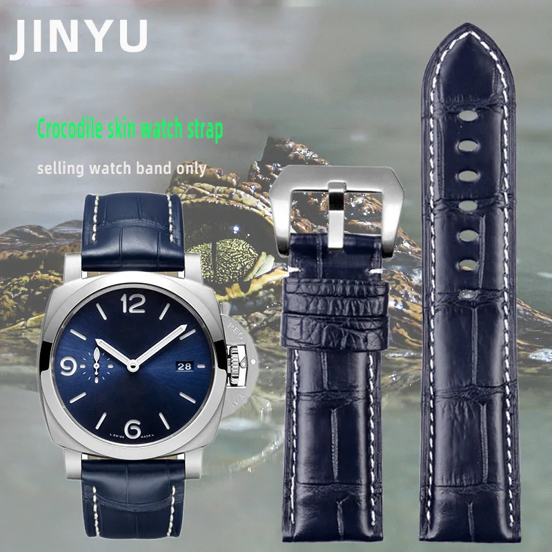 

Crocodile leather watchband For Panerai PAM111 441 leather strap men's bamboo blue crocodile leather 22mm 24mm