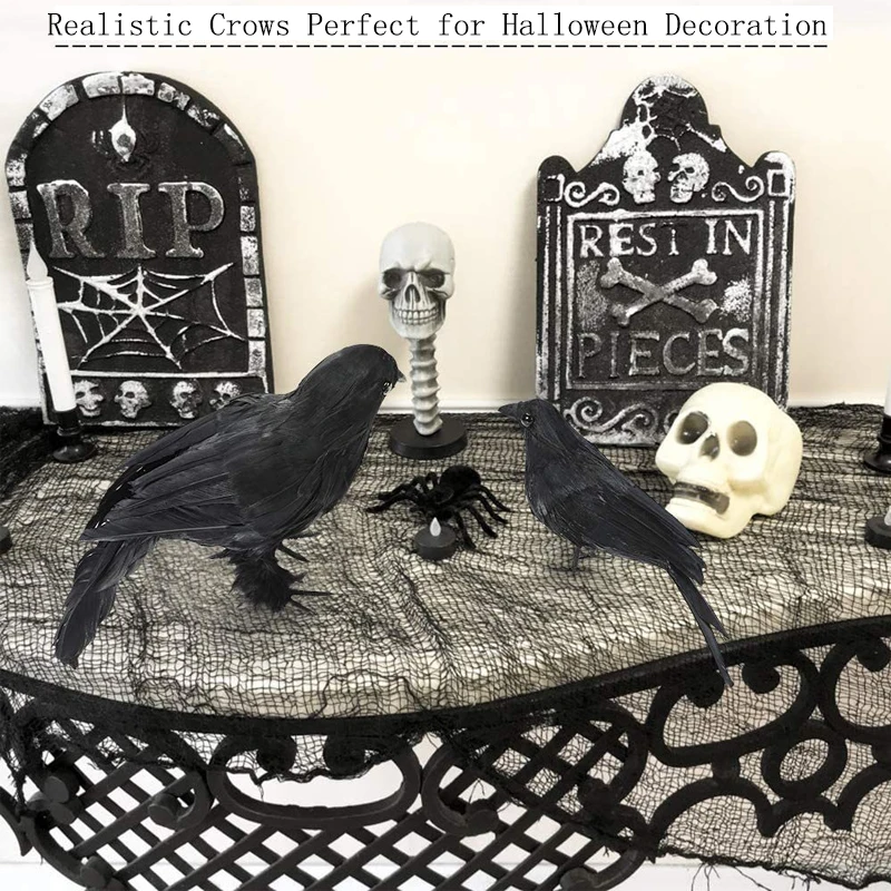 Искусственная черная ворона на Хэллоуин