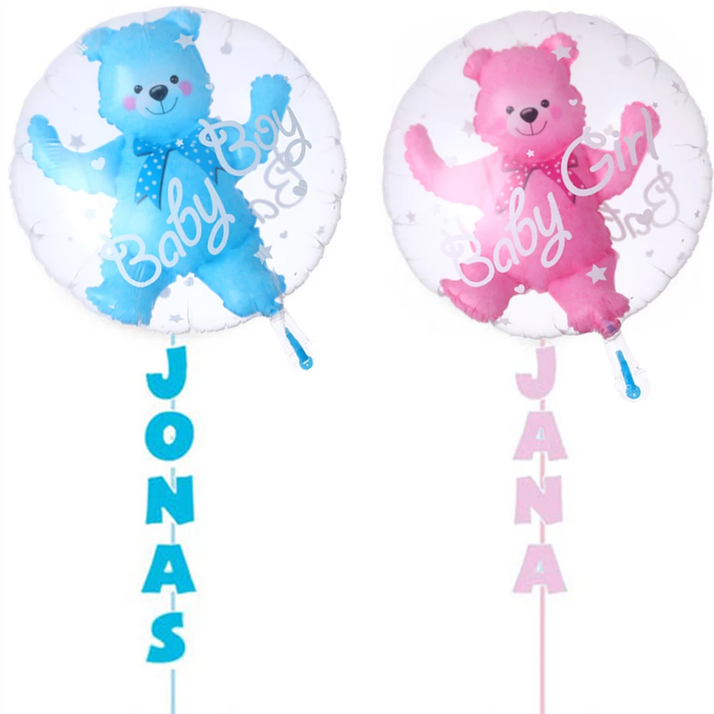 

24inch Bubble Bear Balloon Cartoon Baby Boy Bear or Girl Blue Pink Balloons Baby Shower Kids Birthday Party Decor Ball in Ball