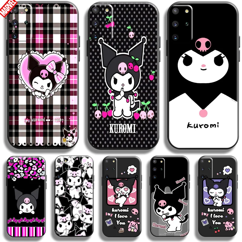 

Cute Cartoon Sanrio Kuromi For Samsung Galaxy S22 S21 S20 Plus Ultra S21 S20 FE 5G Phone Case Soft Back Carcasa Black TPU Funda