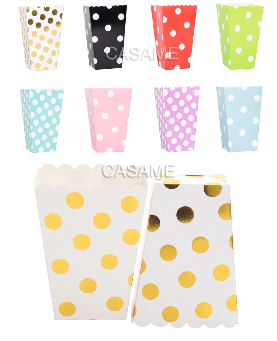 6 шт. розовые золотые Розовые жесткие бумажные Мини-коробки для попкорна