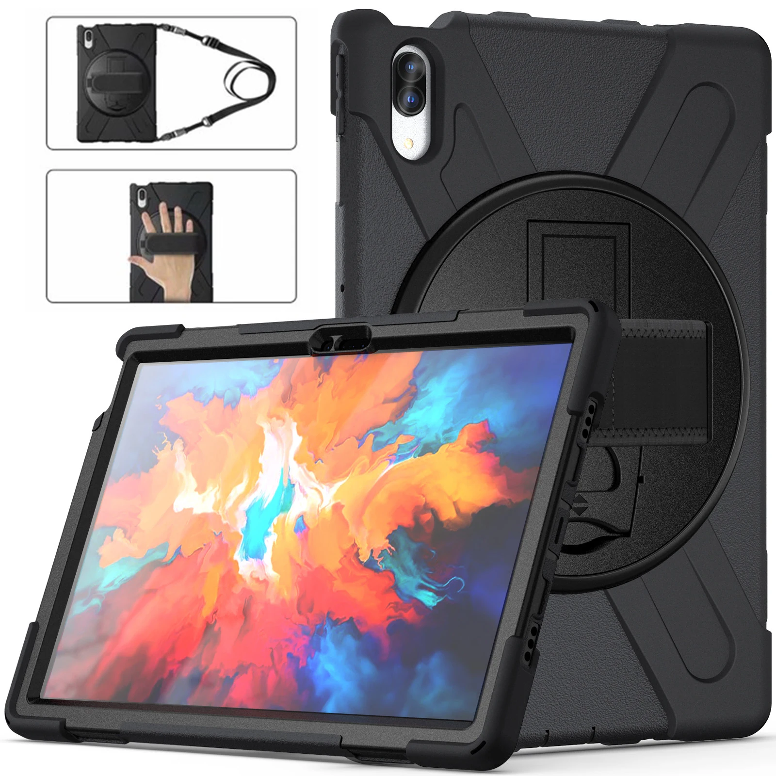 

Case For Lenovo Tab P11 TB-J606F 11/Lenovo Tab P11 Pro TB-J706F 11.5 360 Degree Rotating Stand Shoulder Strap Tablet Cover