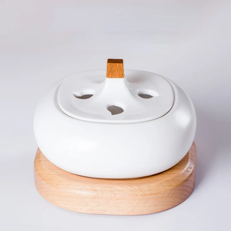 

Ceramic Cute Candlee Censer White Modern Wood Minimalist Electric Candlee Vessel Home Office Incienso Quemador Room Decor Zen