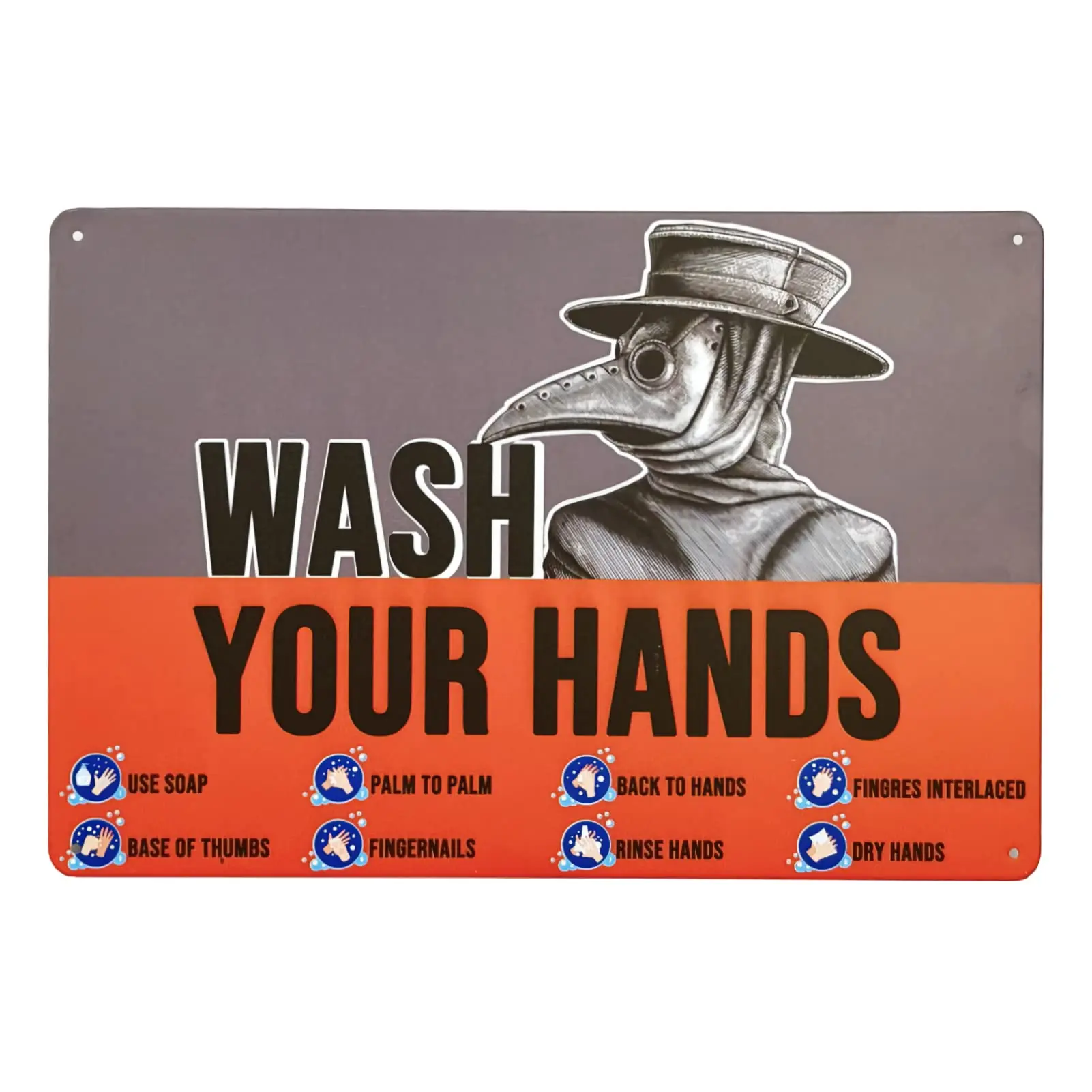 

Plague Doctor Wash Your Hands Sign Vintage Metal Tin Signs Wall Art Funny Bathroom Decor Retro Signs for Home Decor/Man Cave Dec