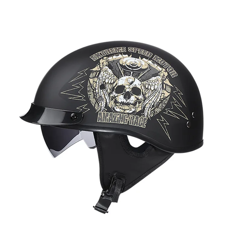 Винтажный мотоциклетный шлем Ретро Скутер полушлем со встроенным козырьком