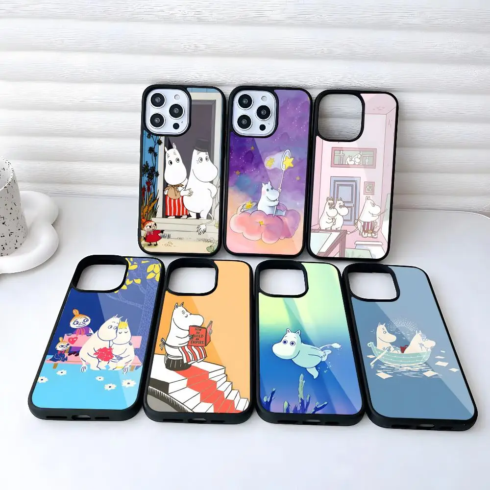 Чехол для телефона с изображением аниме M-Moomin-Hippo Iphone 16 15 14 13 12 11 Pro Max Mini 8 Plus Se Xr X Xs 2020