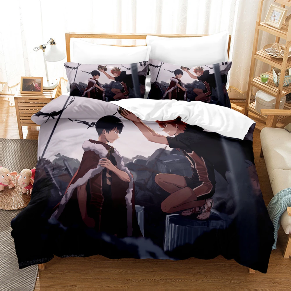 

Haikyu Bedding Set Japan Famous Anime Cover Quilt And Pillowcase Bed Linen Bedroom Bedclothes Dropshipping Gift Comforter Duvet