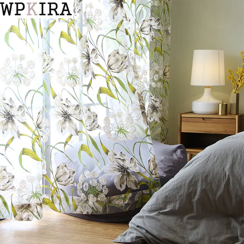 

Роскошные занавески в пасторальном стиле из сгоревшей ткани с цветочным рисунком для гостиной, Прозрачная Тонкая драпировка для кухни, эрк...