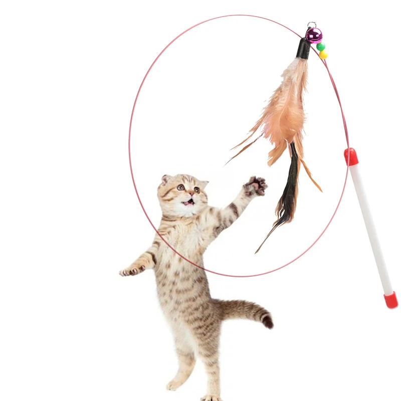 

Cat Toy Cat High Tenacity Two-Color Feather Steel Wire Cat Teaser Interactive Training Toy