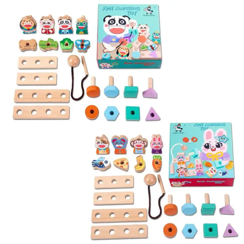 

Wooden Nuts And Bolts Toys For Toddlers Wooden Nuts And Bolts Toys For Toddlers Fine Motor Skills Montessori Stacking Learning