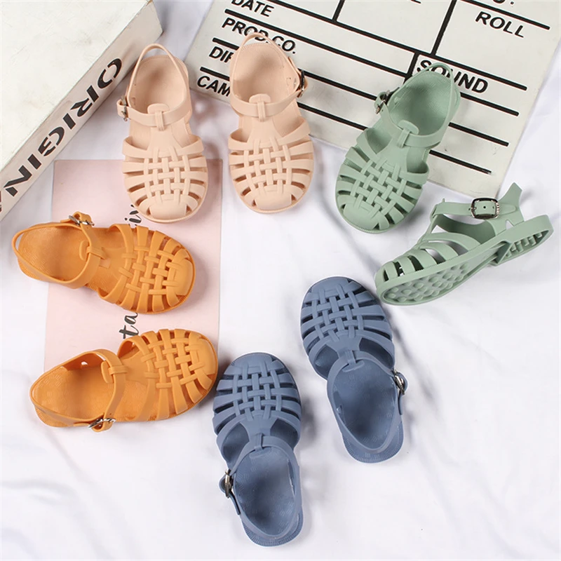 Summer Sandals Baby Girls Sandals Cute Princess Candy Shoes Non-slip Roman Sandals Fashion Breathable Beach Cave Hole Shoes