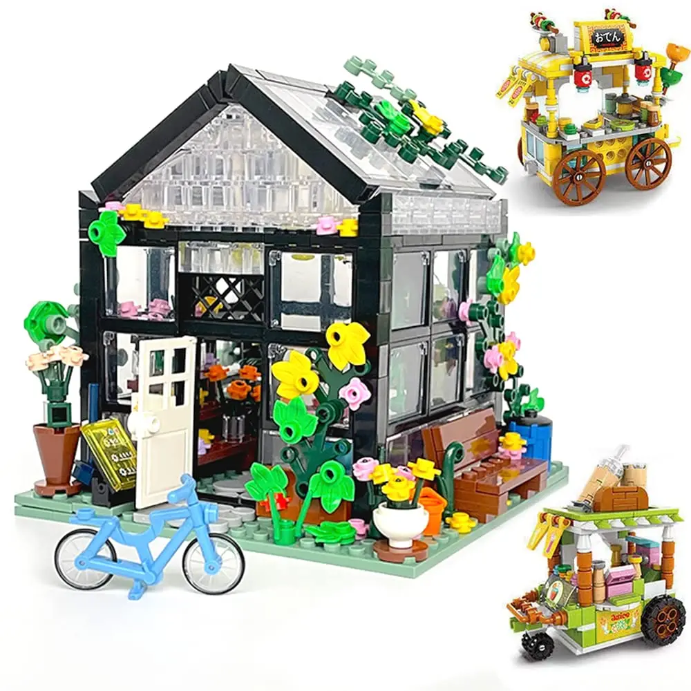 

Набор для строительства цветочного дома с двумя видами улицы, игрушки «сделай сам», набор кирпичей для строительства ствола для девочек, 956 ...