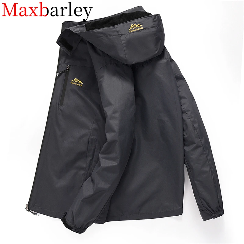 Men's Outdoor Hiking Jacket Men Spring Autumn Sports Rain Coat Climbing Trekking Windbreaker Fishing Waterproof Hooded Jackets