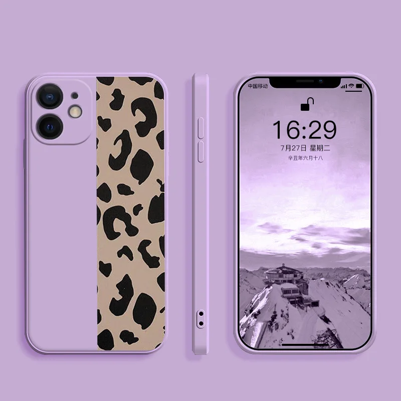 

Чехол для Apple iphone 12 12Mini 12 Pro 12 Pro Max, квадратные чехлы с цветочным леопардовым принтом, модный матовый чехол из жидкого силикона