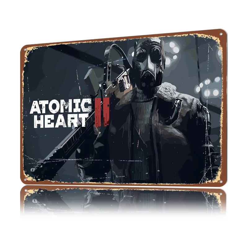 Фото Постер с иллюстрацией игры Atomic Heart II, ретро-дизайн, 3D-печать, металлические таблички, настенный декор, подарок для офиса, украшение для геймеров №3