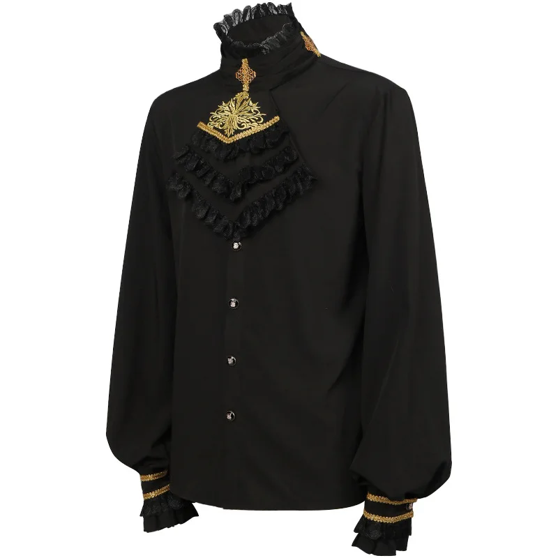 Parklees Men Gothic Ruffle Pirate Shirts Medieval Viactorian Steampunk Long Sleeve Blouse Tops Halloween Cosplay Costume Chemise