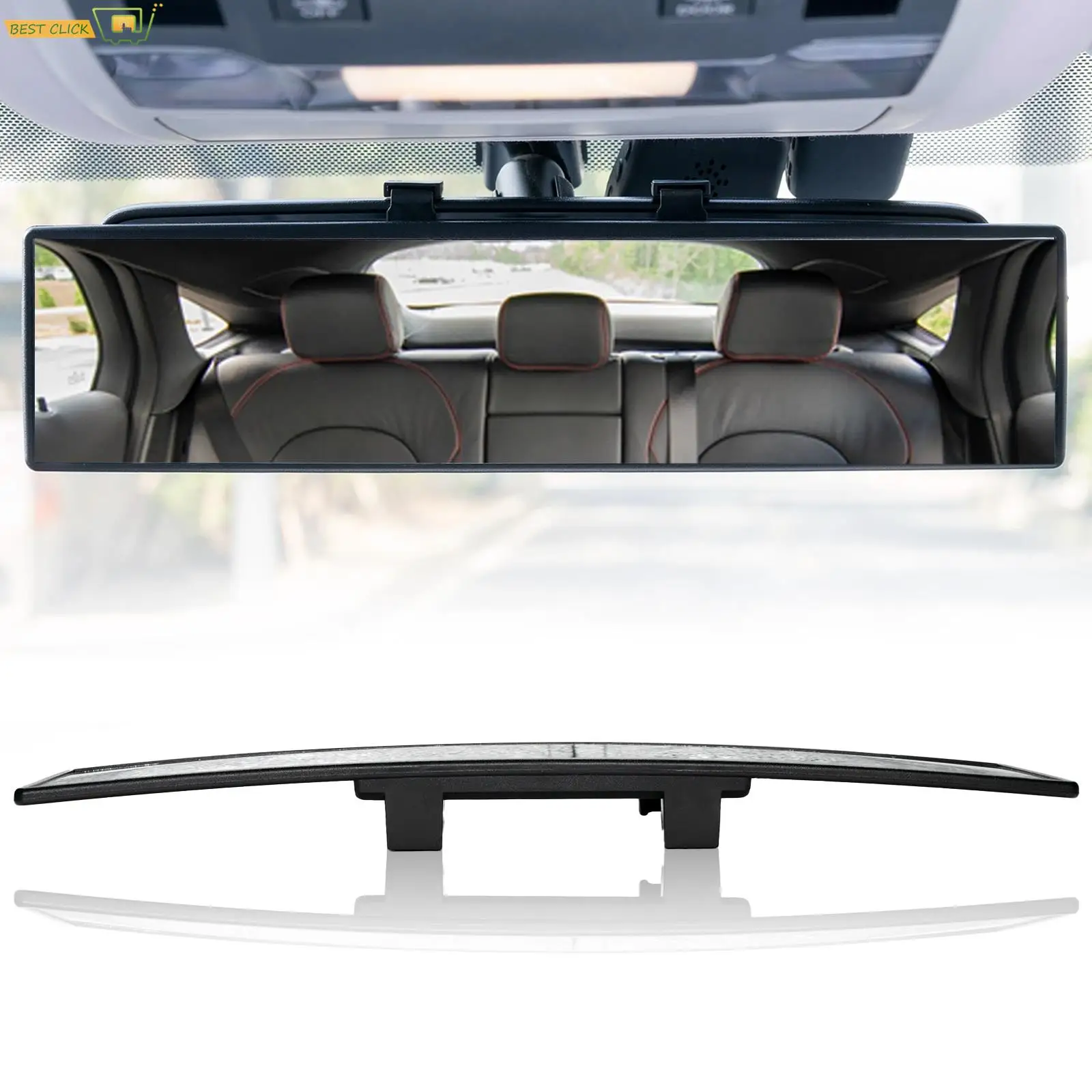Universal Car Rear Mirror Wide-angle Rearview Mirror Auto Wide Convex Curve Interior Clip On Rear View Mirror 300mm 270mm