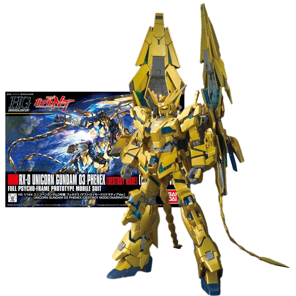 

Набор оригинальных моделей Bandai Gundam, Аниме Фигурки HG 1/144 Phenex до коллекции режимов разрушения, фигурки героев аниме Gunpla для детей, игрушки