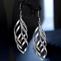 linjing new style 925 sterling silver long twist tassel earrings ladies fashion wedding party jewelry gifts