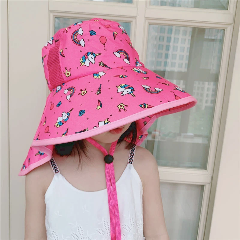 

Summer Cartoon Kids Hats Cute Unicorn Dinosaur Shark Beach Boys Girls Sun Hat Outdoor Soft Breathable Children Caps 2-4T