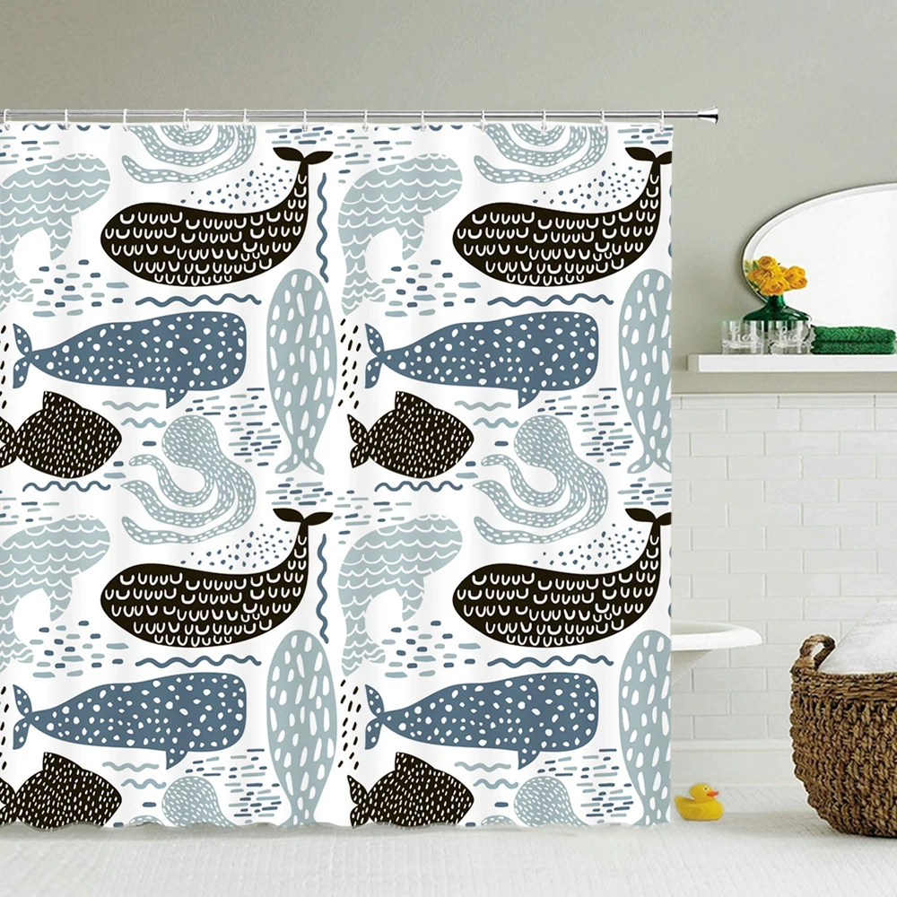 Забавная душевая занавеска с принтом кошки для ванной милыми мультяшными