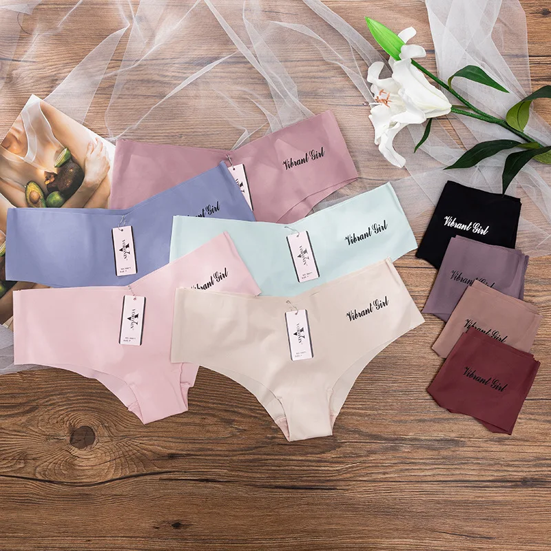 

Женское нижнее белье из ледяного шелка, сексуальные однотонные трусики, модные брифы, бесшовные трусы с низкой талией, женское белье