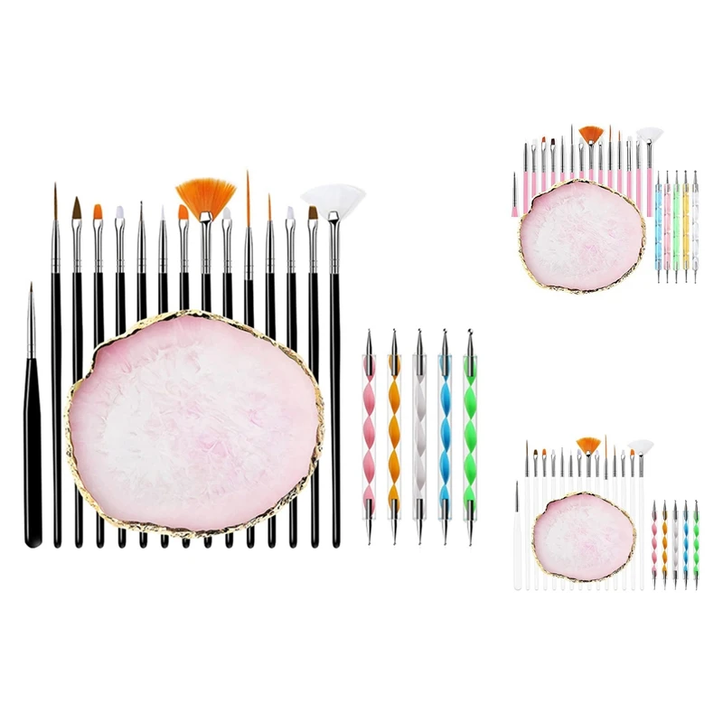 

Кисти для дизайна ногтей 20 шт. с 1 шт. Типсы для ногтей принадлежности для ногтей Палитра для ногтей инструменты для дизайна
